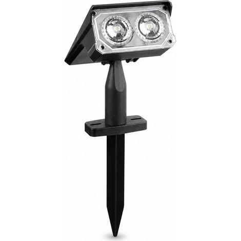Spot Solaire LED de Jardin, 2 LED Blanc Chaud, Piquet Extérieur Étanche pour Pelouse et Paysage (1/5)
