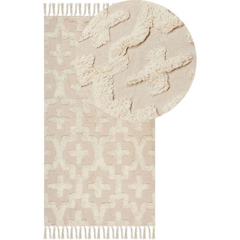 Teppich ITANAGAR Beige 80 x 150 cm Baumwolle