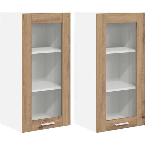 Mueble colgante 2 pcs Roble artesanal 40 x 31 x 80 cm vidaXL