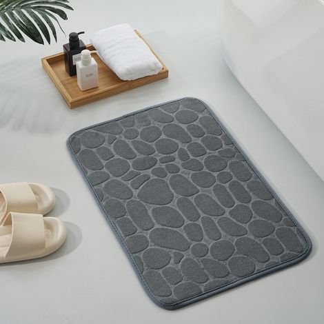Tapis de Douche Absorbant - Tapis de Bain - Tapis décoratif - Antidérapant - pour Salle de Bain et Salon - 40 x 60 cm - Gris foncé (1/5)