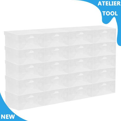 ATELIER Boîtes à chaussures en PP de 20 pièces Étui de stockage de chaussures d'organisateur empilable 28x18x10cm (1/5)