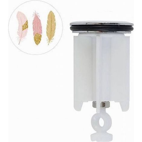 Cleafe - Tappo Lavandino Bagno Lavabo Bidet Universale 40mm Con Motivo Piume Bianco 87274 - (1/2)