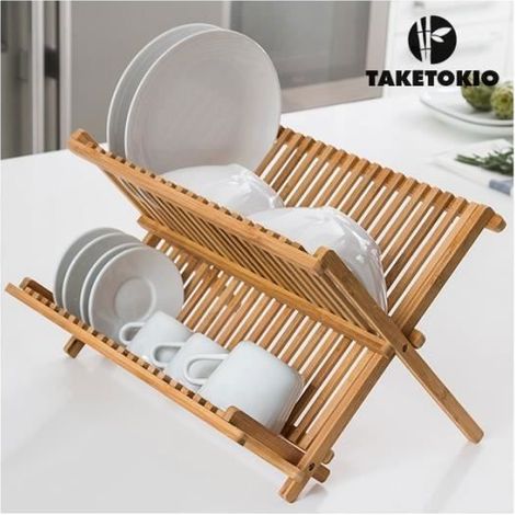 Égouttoir en bambou - Support universel Égouttoir Vaisselle 2 étages