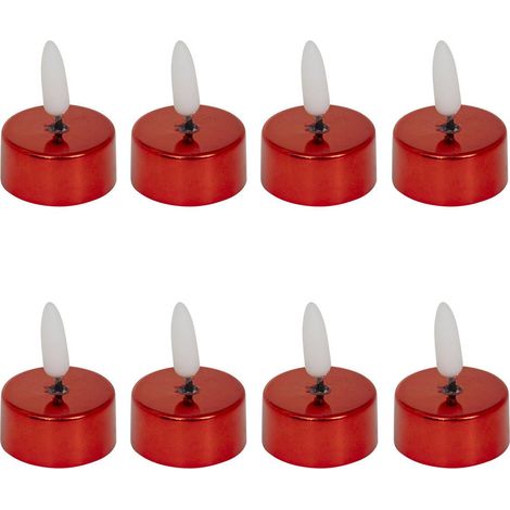 Lot de 8 Bougies lumineuses à LED D 3.8 cm Rouge métallisé - Feeric Christmas (1/4)