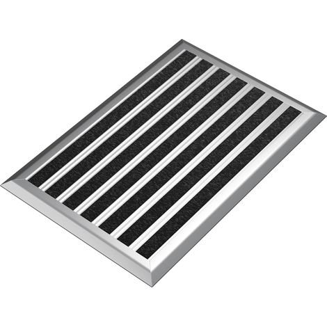 Tapis d'entrée extérieur 40x60 cm, paillasson extérieur avec Bord en Aluminium argenté et revêtement en polypropylène, Tapis d'extérieur résistant à la Pluie, Tapis de Porte pour entrée (1/5)