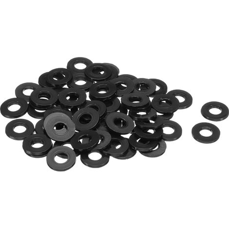 60Pcs Rondelles Plates en Nylon M8 8mm ID 19mm OD 2mm Épaisseur Rondelle Plate Joints en Caoutchouc Feuille Plastique Attache d'Étanchéité Entretoise Bague, Noir (1/5)