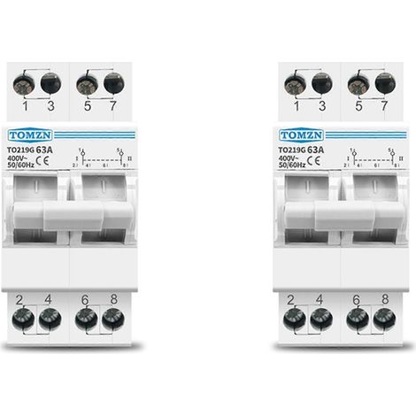 2X TOMZN 2P 63A MTS Interrupteur de transfert manuel double alimentation Disjoncteur à verrouillage Montage sur rail DIN (1/5)