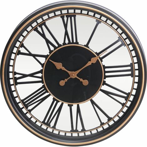 Orologio da parete con numeri romani, 49 cm, con cornice nera e oro (1/3)