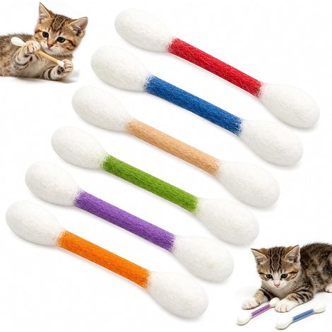 Paquete de 6 palitos masticables gigantes - Juguete de hisopo de algodón para gatos XL, juguete interactivo de hisopo de algodón para gatos grandes (1/5)