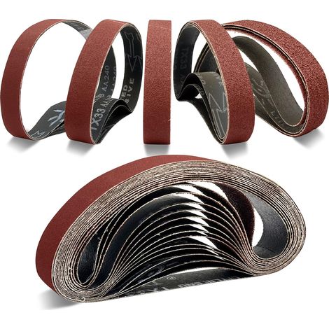 15 Pièces Bandes Abrasives 30 x 533 mm Bande Ponceuse grain 3 x 40 80 120 150 240 Bande Poncage Pour le Métal, Bois, la Peinture (1/5)