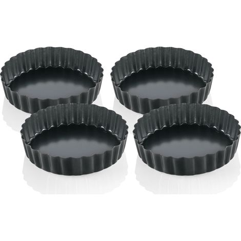 Moldes para tartaletas Kuchenprofi Pâtissier, 11,5 cm de diámetro, 4 unidades, color negro. (1/3)