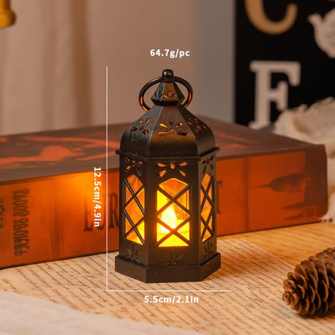Lampe de style rétro européen, petite lanterne, bougeoir, lampe de poche, veilleuse décorative d'ambiance, lampe d'ambiance p(Y037) (1/5)