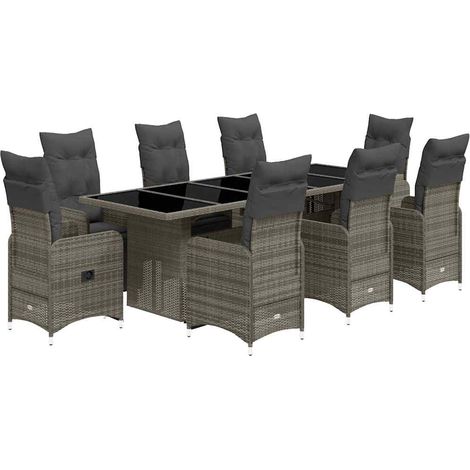 Maison Exclusive - Mesita y sillas jardín 9 piezas y cojines ratá (1/5)