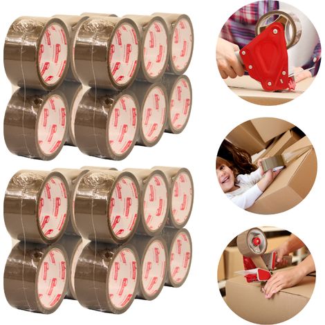 Cinta adhesiva marrón para embalaje, 48 mm x 45 yardas, cinta de embalaje resistente, 24 unidades. (1/4)