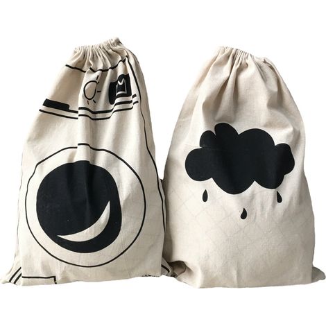 Bolsa De Viaje - 60 X 48 Cm - Con Cordón - Reutilizable - Algodón Y Lino - Set De 2 Unidades (1/5)