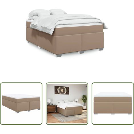 vidaXL Surmatelas -  Sommier à lattes de lit avec matelas Cappuccino 140x190 cm (1/5)