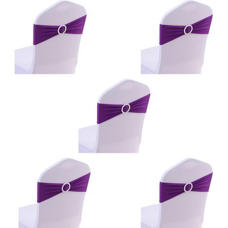 Ceintures de chaise avec nœuds, 5 pièces, housse de-Violet rouge (1/5)