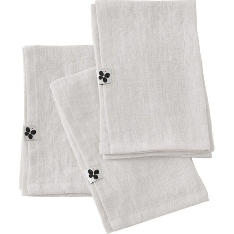 MARGAUX - Lot de 3 Serviettes 40x40cm Lin Lavé Coloris Craie