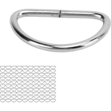Lot de 100 anneaux en D métalliques argentés pour colliers de chien, sangles de poitrine et accessoires pour valises pour animaux. (1/5)