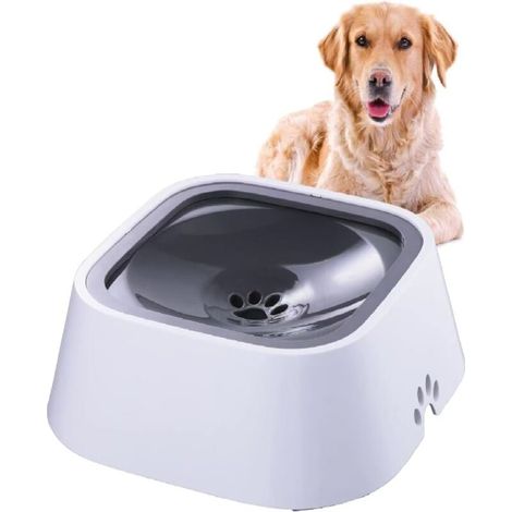 Bol d'eau pour Animaux de Compagnie, Gamelle Flottante pour Animal Domestique 1.5l, Anti-débordement Bol d'eau de flottabilité pour Chien Chats, Bouche Non mouillée Antidérapante sans BPA (Gris) (1/5)