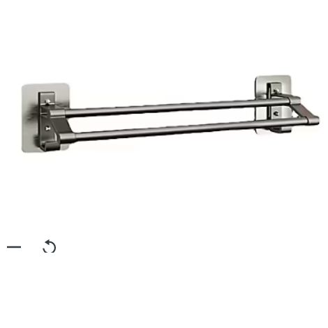 Porte-serviettes mural à double barre avec crochets, support en aluminium, fixation sans perçage pour salle de bain (1/5)