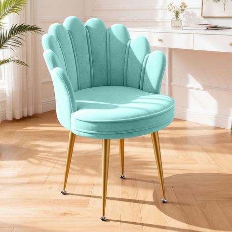 FLASIDU – Ein bequemer Sessel mit ergonomischer schalenförmiger Rückenlehne und luxuriöser Samtpolsterung. Abmessungen: 50 × 44 × 88 cm, Türkis