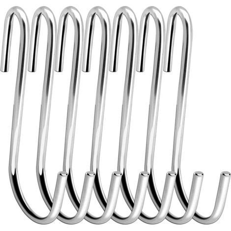 ZOLGINAH 12er-Pack robuste, 10 cm lange S-förmige Hängehaken für Küche, Bad, Schlafzimmer und Büro (12er-Pack, Größe XL, Silber) (1/4)