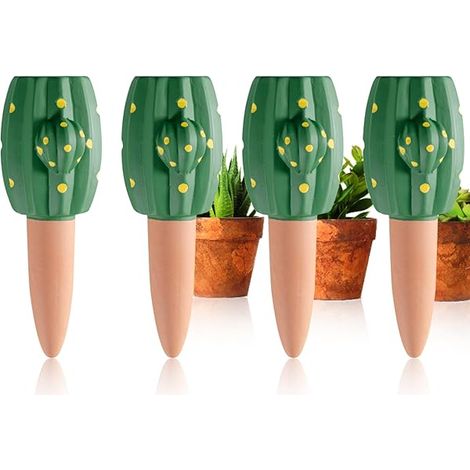 Oyas a Planter Terre Cuite, 4 Pièces Arrosage Goutte à Goutte Ollas Terre Cuite Arrosage Automatique Plantes Irrigation Goutte a Goutte Bouteille pour Jardin Maison Intérieur Extérieur