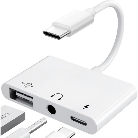 3 en 1 Adaptateur USB C Jack 3,5 mm avec 60W Charge Rapide Adaptateur OTG (1/5)