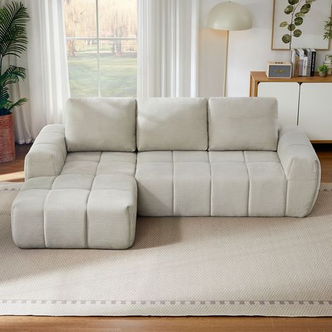 Canapé d’angle surdimensionné en velours côtelé luxueux. Coussins amovibles,sans assemblage nécessaire pour salon,maison et bureau. (1/5)