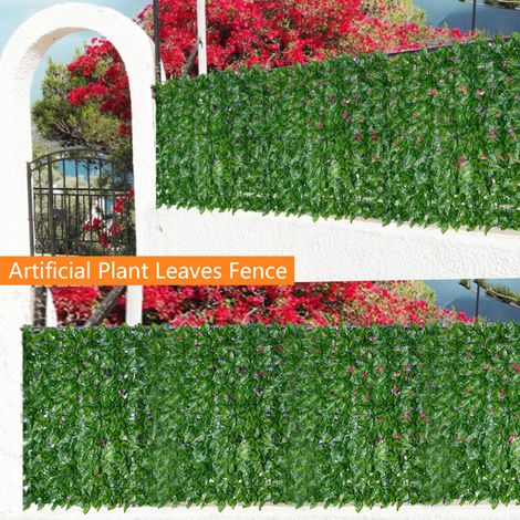 Panneau de Décor en Feuillage Artificiel Plastique Polyester Pour Balcon et Mur, Taille 0.5m×3m et 0.5m×1m, Écran Résistant UV pour Décor d'Extérieur/Intérieur (1/5)