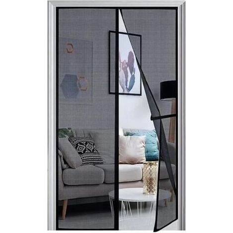 1 schwarzes magnetisches Moskitonetz für Türen und Fenster, 80 x 220 cm, geeignet für Flure und Eingangsbereiche, einfach zu montieren und abzudichten (1/4)