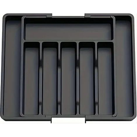 Plateau à couverts extensible 40–50 cm, organisateur de cuisine en plastique noir (1/5)