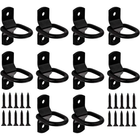 Ganci di fissaggio per rimorchi, set da 10 anelli a D, anelli di fissaggio resistenti, anelli di sicurezza per carichi, rimorchi, camion, auto, kayak e barche -Crezuo