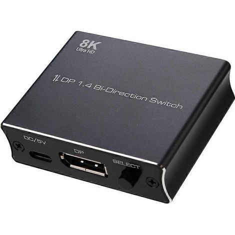 Convertisseur bidirectionnel 8K DP 1.4, compatible 2X1/1X2, prend en charge 4K à 120 Hz et 8K à 30 Hz, sorties multiples (1/5)
