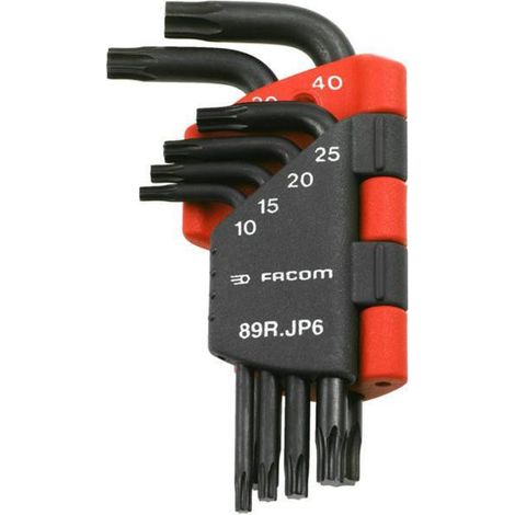 Jeu de 6 clés mâles coudées Resistorx® en étui - FACOM - 89R.JP6PB - T10 T15 T20 T25 T30 T40 (1/3)