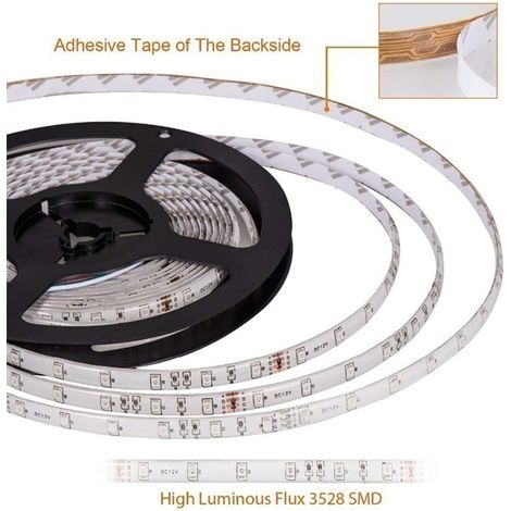Bande lumineuse LED 5 m/16,4 pouces SMD 3528 RGB avec télécommande (1/5)