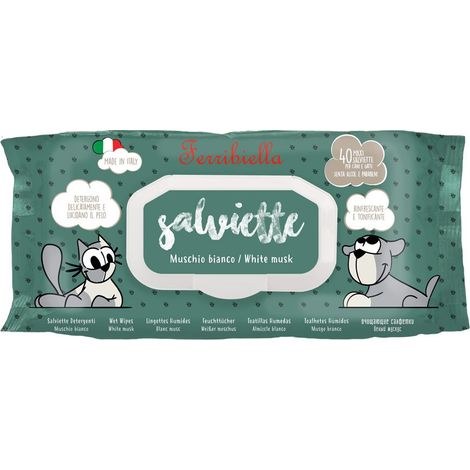 Salviette rinfrescanti e tonificanti al muschio bianco per cani e gatti: 1 pezzo