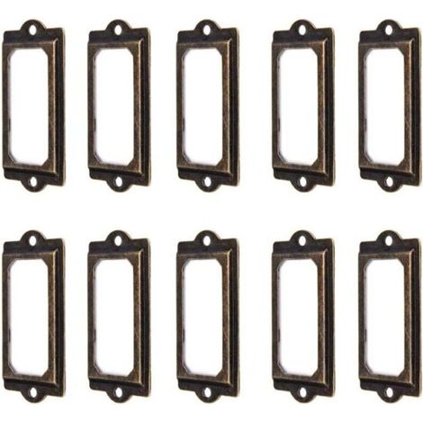 Vintage-Etikettenhalter aus bronzefarbenem Metall, 60 x 17 mm – 50er-Packung für Schubladen, Schränke und Bücherregale