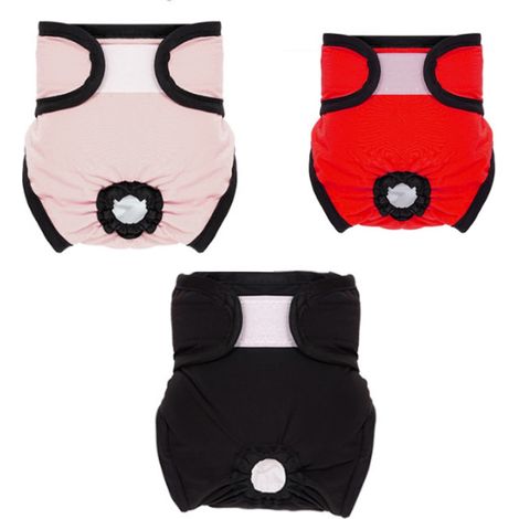 3 culottes hygiéniques pour chiennes, taille M, tour de taille 31 à 46 cm, fermeture auto-agrippante, multi-couches absorbantes, imperméables (1/5)