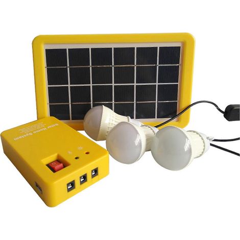 Kit générateur solaire avec chargeur USB 5V et 3 ampoules LED pour la maison