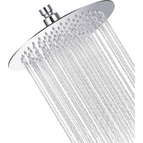 Soffione doccia Soffione doccia rotondo Soffione doccia in acciaio inox Effetto doccia a risparmio idrico, acciaio inox 304 Ruotabile a 360°, Facile da installare e pulire, 25 cm