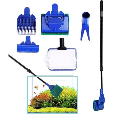 Nettoyant pour Aquarium Set de grattoir détachable antirouille Nettoyage vitres d'aquarium pour Algue de Paroi, Bac à Poisson, Reptile, Terrarium à Domicile