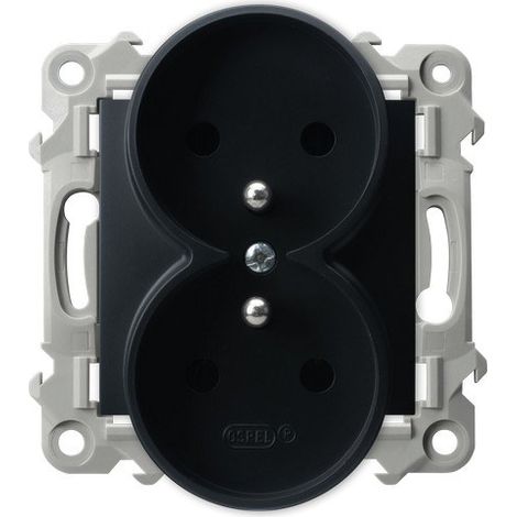Prise double avec module de mise à la terre sans cadre - noir mat, saphir GP-2ZRZ