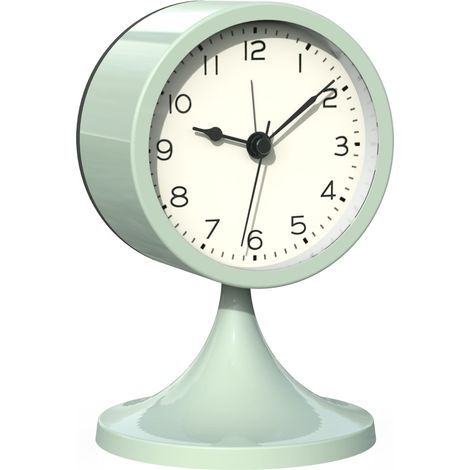 Réveil analogique mignon 3 pièces, petite pendule rétro de table à piles, horloge métallique silencieuse avec veilleuse pour décoration salon, chambre, chevet, étagère (Vert) (1/5)