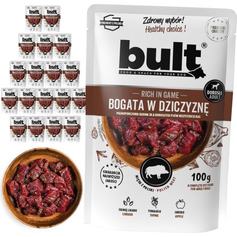 Alimento húmedo para perros BULT, sabor a venado, sobres de 20 x 500 g (1/2)