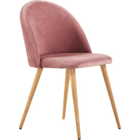 Lot de 1/2/4 chaise de salle à manger rembourrée en velours Lucia simple - rose clair