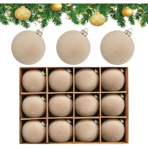 12 bolas de terciopelo flocado irrompibles de 6 cm de diámetro, decoración para árbol de Navidad, boda festiva (1/4)