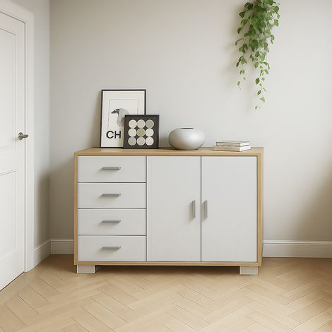 CREDENZA MOD. QUADRANTE CM 116X41 H. 85 NOCE STELVIO E OSSIDO BIANCO (1/4)