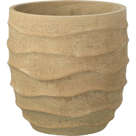 Cache-Pot Déco en Ciment "Roca" 34cm Beige (1/4)